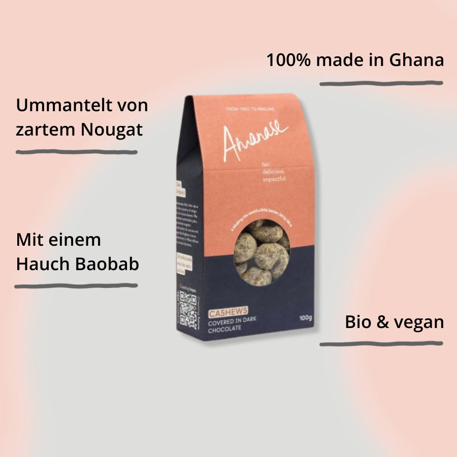 Cashews in dunkler Schokolade von Amanase mit Impact