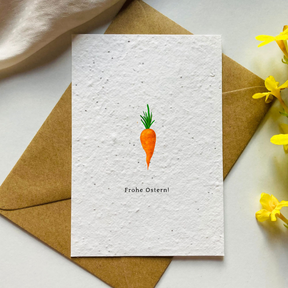 Einpflanzbare Postkarte – Ostern Karotte  von BlühWerk Papeterie