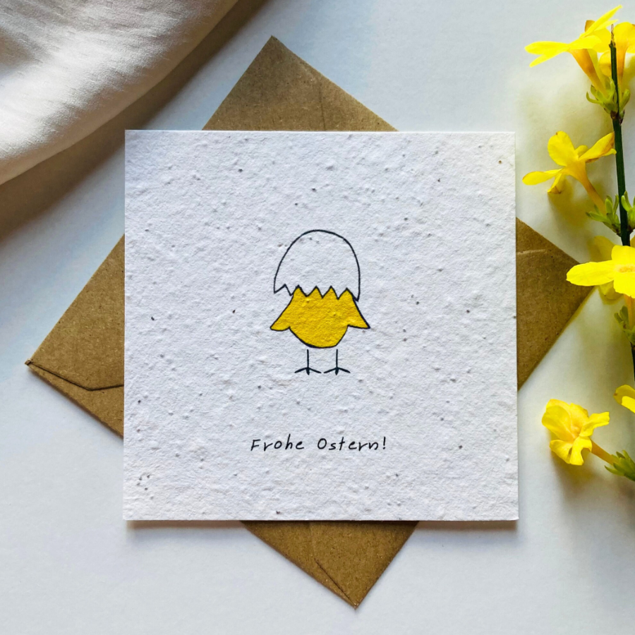 Einpflanzbare Postkarte – Ostern Küken  von BlühWerk Papeterie mit Umschlag