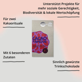 Friedenspäckchen Cacao D’Amour von Conflictfood – Verpackung von vorne mit Impact