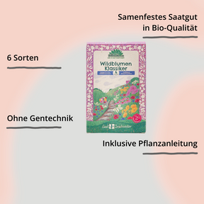 Saatgut-Set Wildblumen Klassiker von Die Stadtgärtner – Verpackung mit Impact