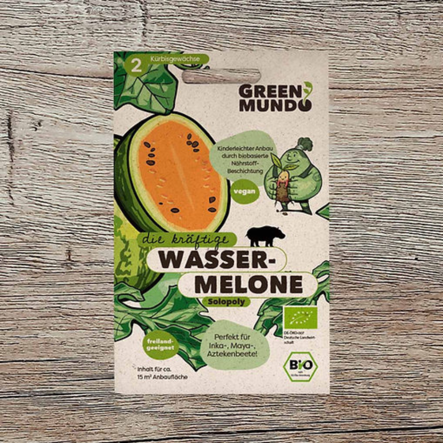 Saatgut Wassermelone von Green Mundo vor dunklem Hintergrund