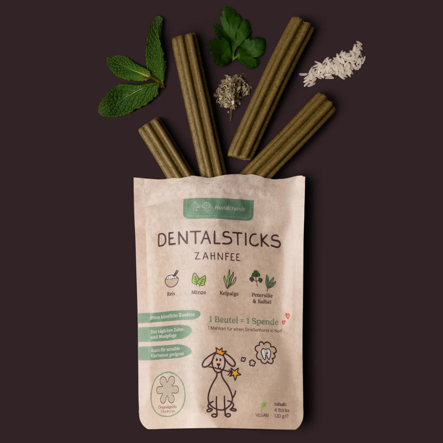 Dental Sticks – Zahnfee von Hunderunde, dunkler Hintergrund