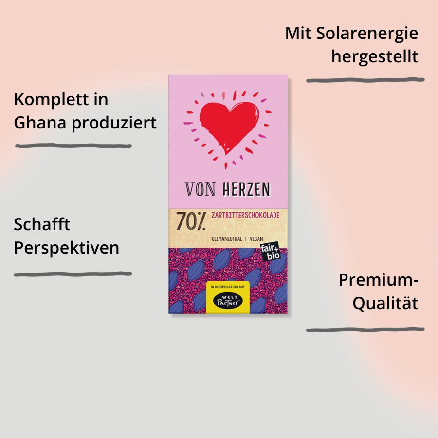 fairafric Schokolade 70% Von Herzen – Verpackung mit Impact