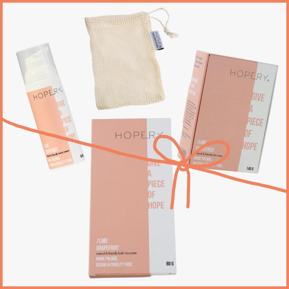 Geschenk-Set von Hopery bestehend aus vier Produkten Duftrichtung Lime-Grapefruit